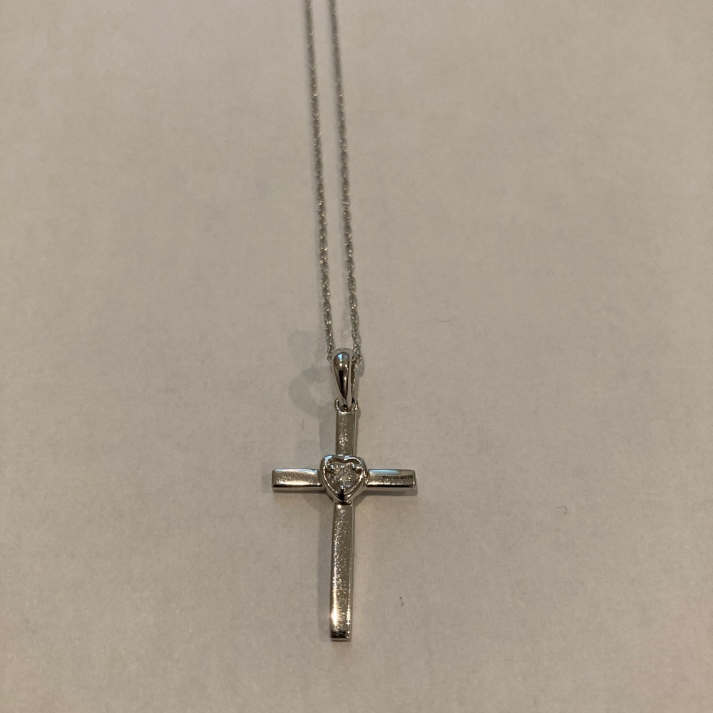 Cross Heart Necklace Silver Color